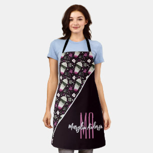 ASEXUAL JUICE & FLORALS WATERCOLOR CUSTOM MONOGRAM APRON