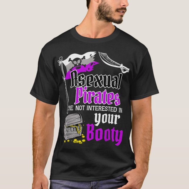 Asexual Pirate Booty Funny Pride Flag LGBTQ Funny  T-Shirt (Front)