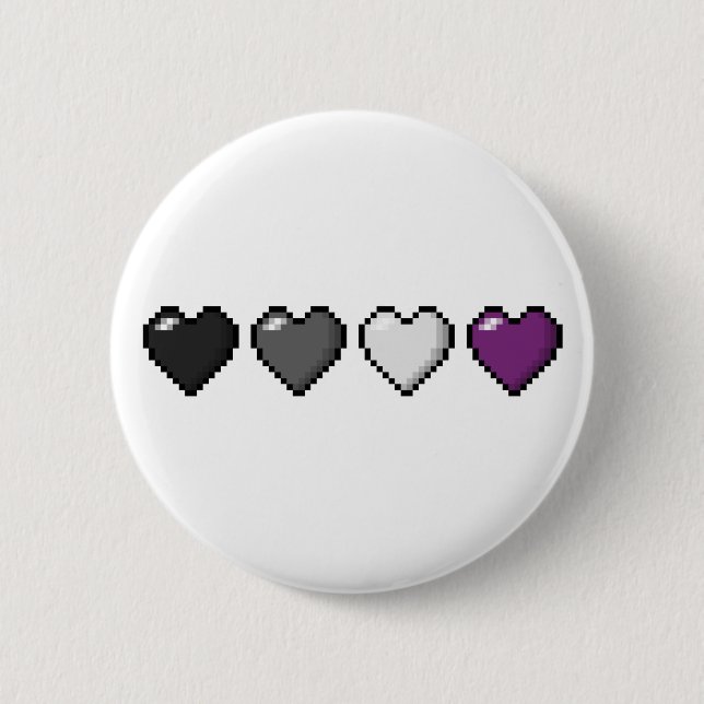 Asexual Pixel Hearts 6 Cm Round Badge (Front)