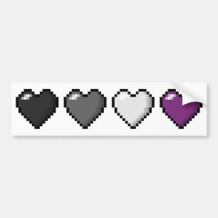Asexual Pixel Hearts Bumper Sticker