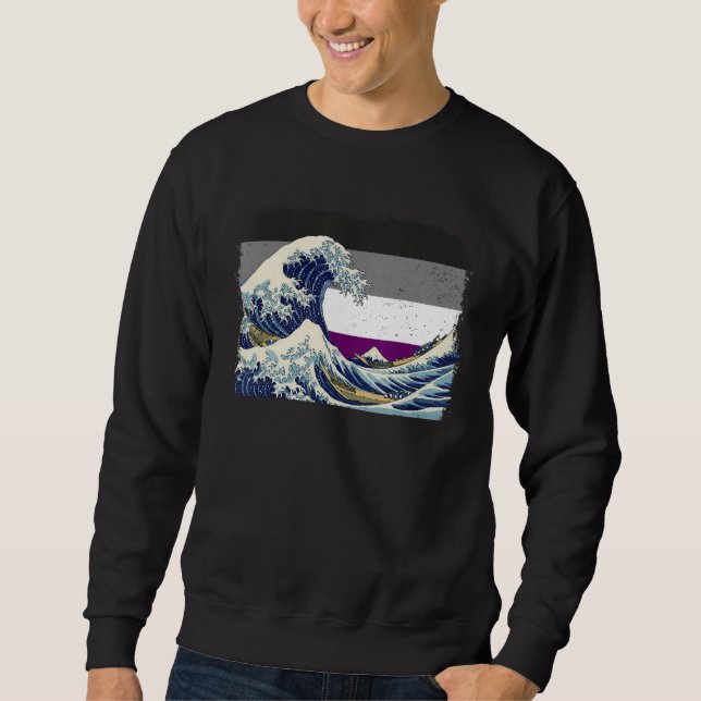 Asexual Pride Ace Flag Great Wave off Kanagawa Sub Sweatshirt (Front)