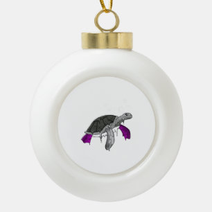 Asexual Pride Ace Flag Sea Turtle Subtle LGBTQ Ceramic Ball Christmas Ornament