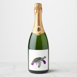 Asexual Pride Ace Flag Sea Turtle Subtle LGBTQ Sparkling Wine Label