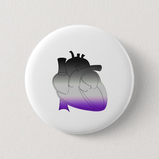 Asexual Pride Anatomical Heart 6 Cm Round Badge (Front)