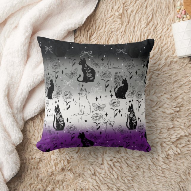 Asexual Pride Black Cat - Mystical Witchy Cushion (Blanket)