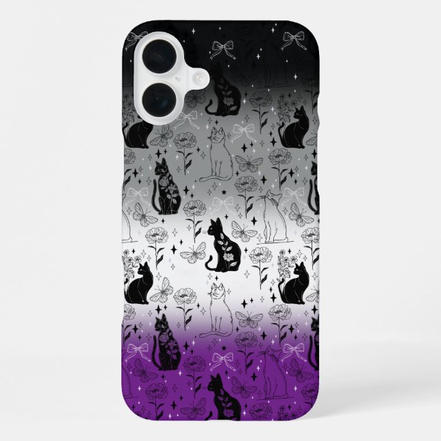 Asexual Pride Black Cat - Mystical Witchy iPhone Case (Back)