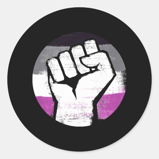 Asexual Pride Fist Circle Print Classic Round Sticker (Front)