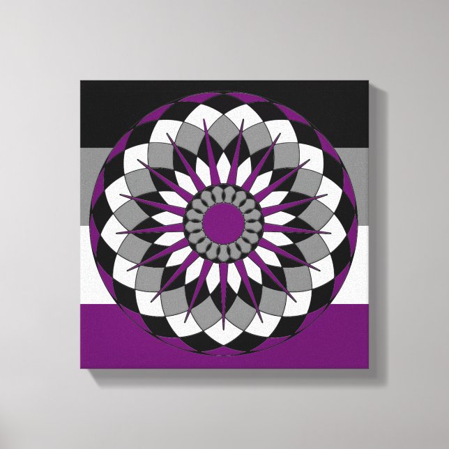 Asexual Pride Flag Colours Mandala LGBT Canvas Print (Front)
