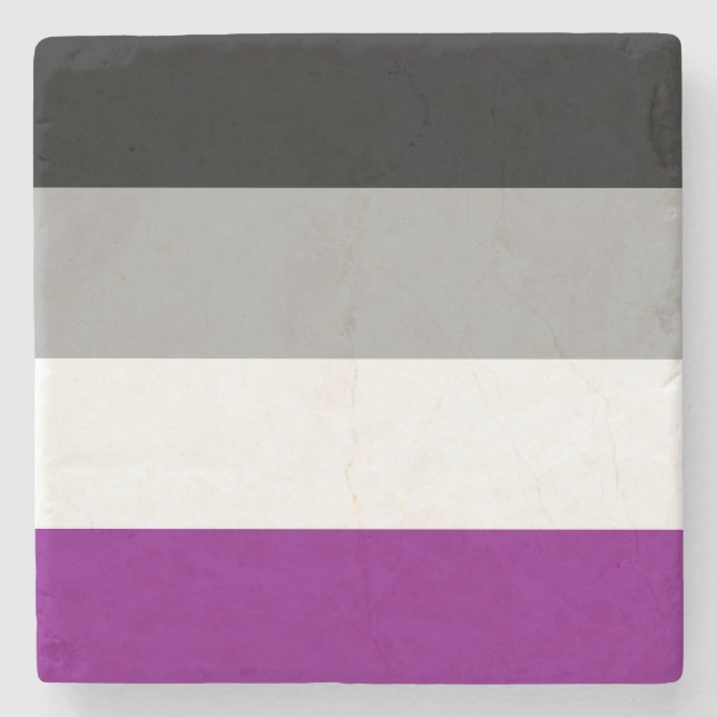 Asexual Pride Flag LGBTQ Stone Coaster (Front)