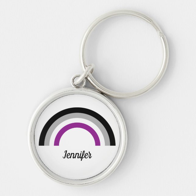 Asexual Pride Flag Rainbow Personalised Key Ring (Front)