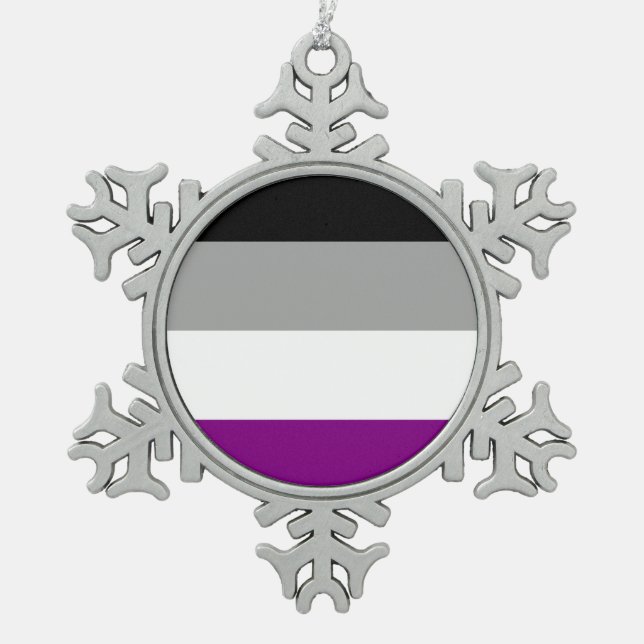 Asexual Pride Flag Snowflake Pewter Christmas Ornament (Front)