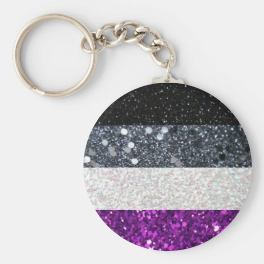Asexual Pride glitter keychain