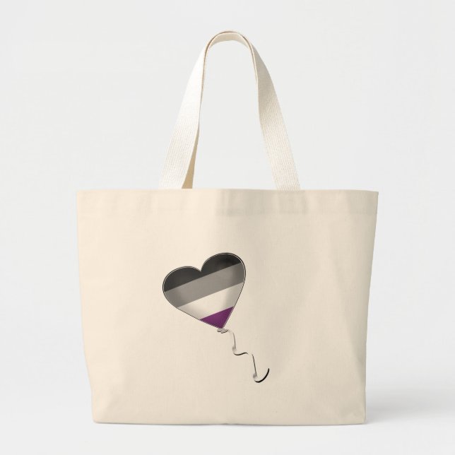 Asexual Pride Heart Balloon Large Tote Bag (Front)