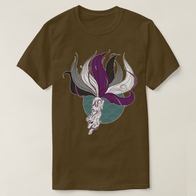 Asexual Pride Kitsune T-Shirt (Design Front)