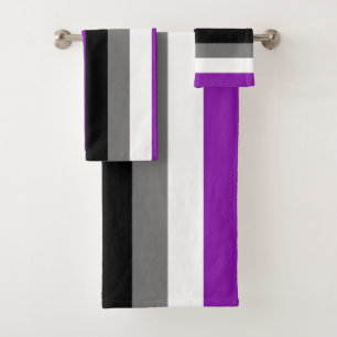 Asexual Pride, LGBTQ Pride, Striped Print Bath Towel Set