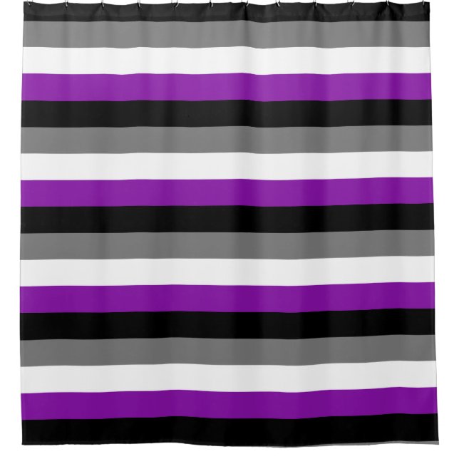 Asexual Pride, LGBTQ Pride, Striped Print Shower Curtain (Front)