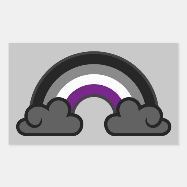 Asexual Pride Rainbow +{ Ace | Demi | Grey }+ Rectangular Sticker (Front)