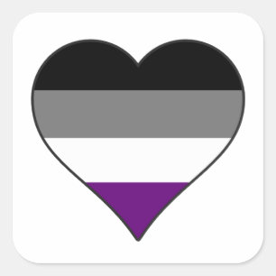 Asexual Pride Rainbow Heart ~ Ace Demi Grey Square Sticker