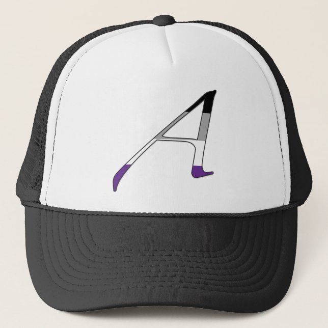 Asexual Pride "Scarlet" Letter A Trucker Hat (Front)