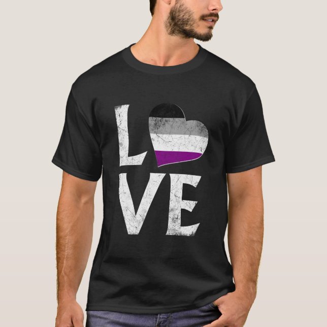 Asexual Pride Stacked Love T-Shirt (Front)