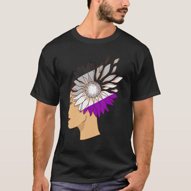 Asexual Pride Sunflower Girl Asexual Flag Ace Lgbq T-Shirt (Front)