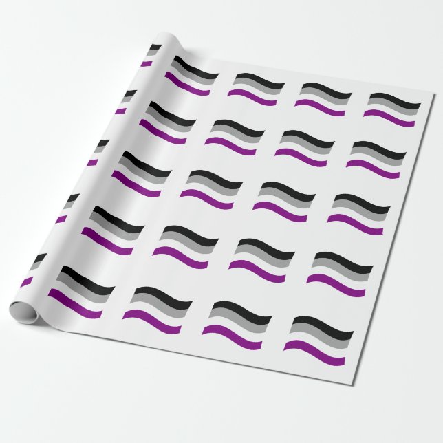 Asexual Pride Wavy Flag Wrapping Paper (Unrolled)
