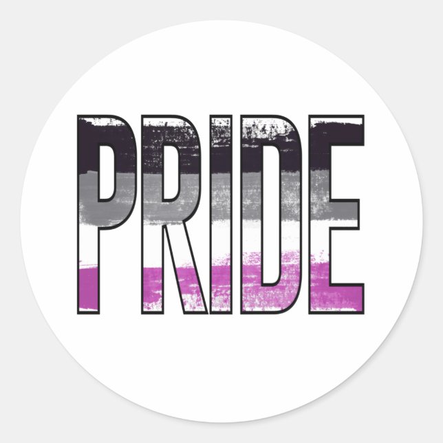 Asexual Pride Word Classic Round Sticker (Front)