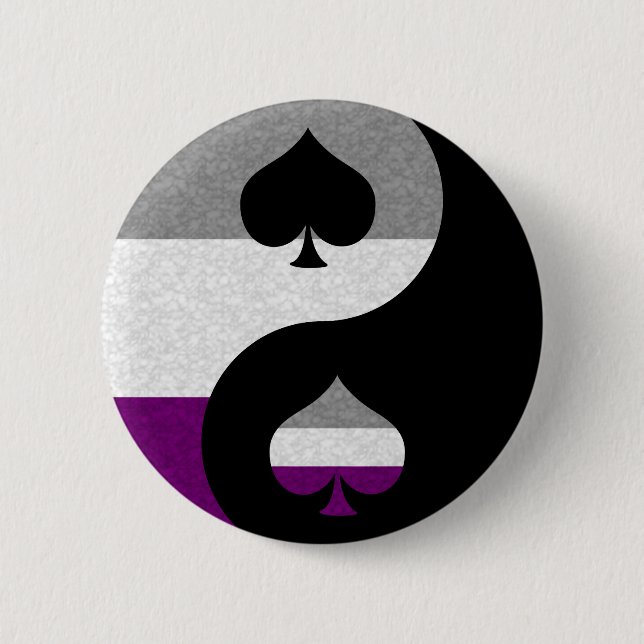 Asexual Pride Yin and Yang Symbol in Pride Flag  6 Cm Round Badge (Front)