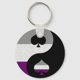 Asexual Pride Yin and Yang Symbol in Pride Flag  Key Ring