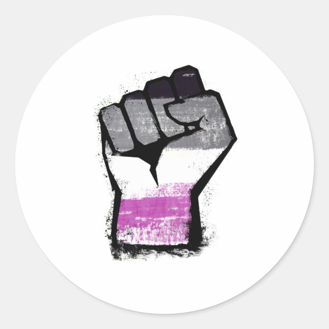 Asexual Protest Fist Classic Round Sticker (Front)