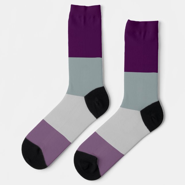 Asexual Rainbow Grey Purple Striped LGBT Socks (Left)