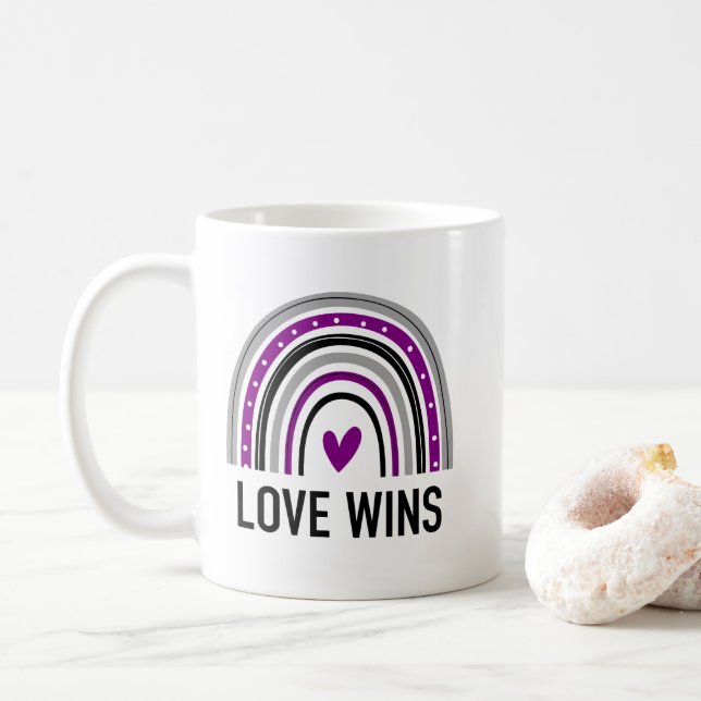 Asexual Rainbow Love Wins Coffee Mug (With Donut)
