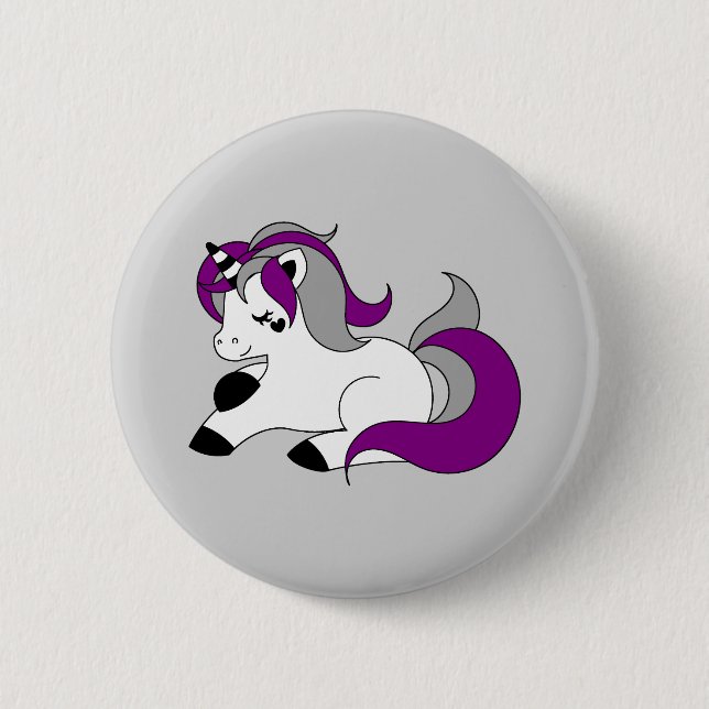 Asexual unicorn 6 cm round badge (Front)