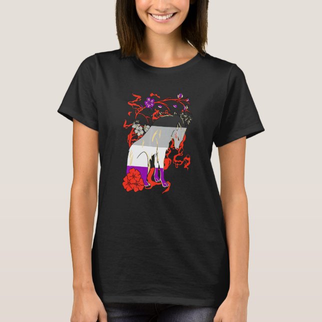 Asexual Wolf Lgbqa Ace Flower Asexuality Pride Ase T-Shirt (Front)