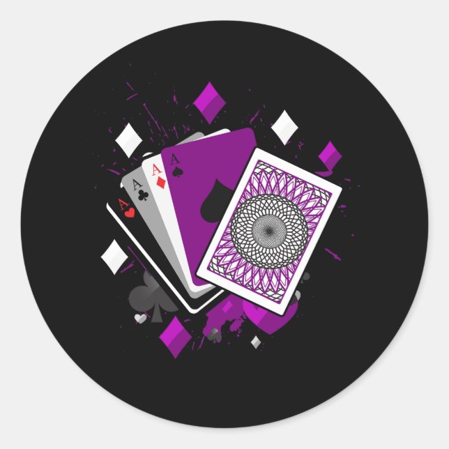 Asexuality Ace Flag Playing Cards Queer Lgbt Pride Classic Round Sticker (Front)