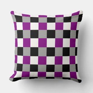 Asexuality colors checkered pattern throw pillow