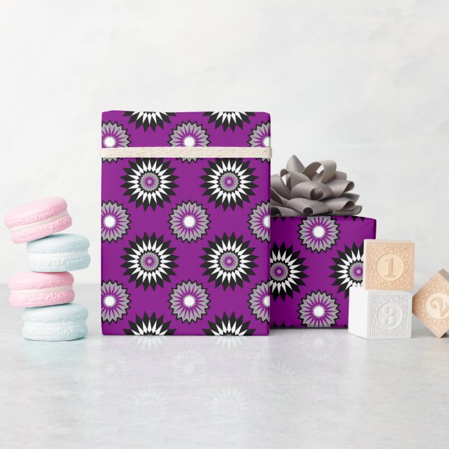 Asexuality pride colours / purple flower wrapping paper (Baby Shower)