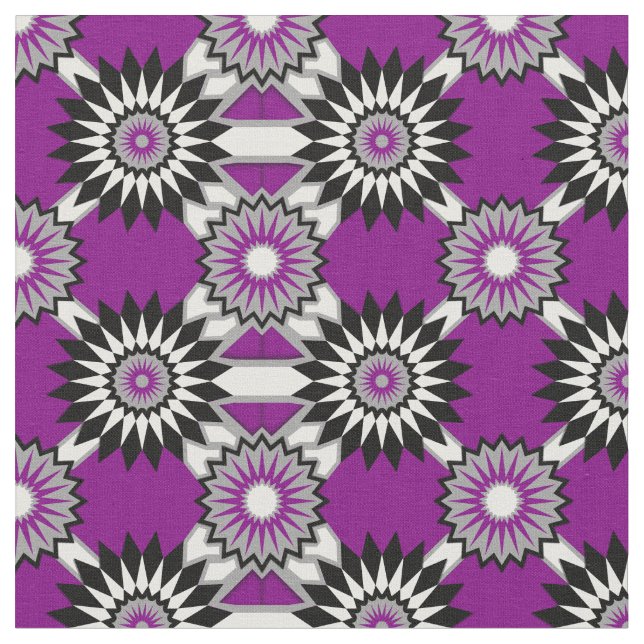 Asexuality pride colours /purple mirrored pattern fabric (Close Up)