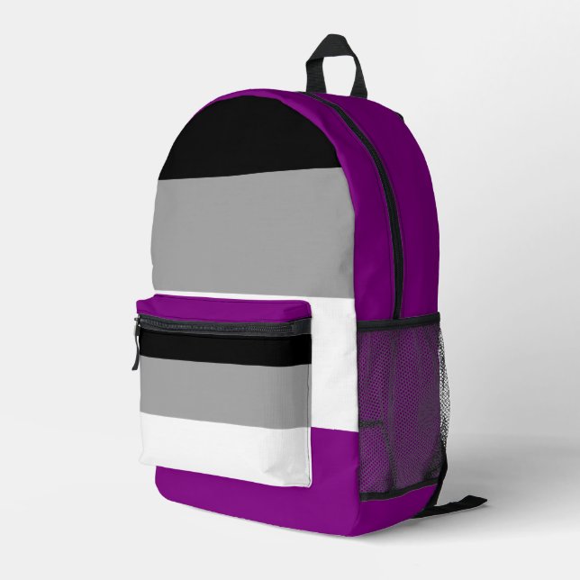 Asexuality pride flag printed backpack (Back Corner Right)