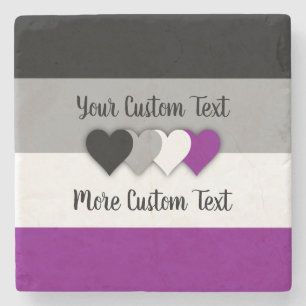 Asexuality pride flag with hearts stone coaster