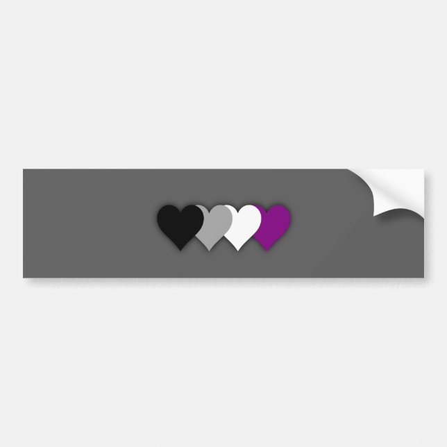 Asexuality pride hearts bumper sticker (Front)