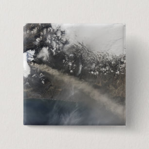 Ash and steam continue billowing 15 cm square badge
