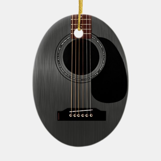 Ash Black Acoustic Guitar Ceramic Tree Decoration (Front)