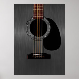 Ash Black Acoustic Guitar Poster