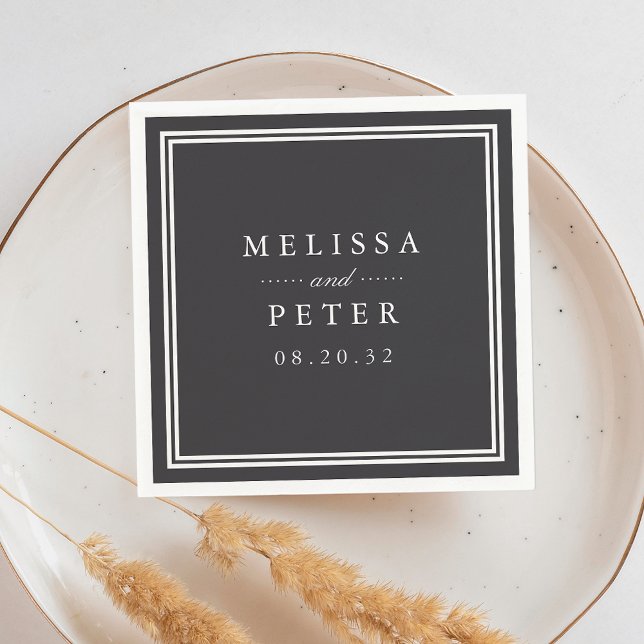 Ash Black | Classic Personalized Wedding Napkin (Creator Uploaded)