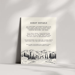 Ash Black   Mountain Sketch Wedding Guest Details Enclosure Card