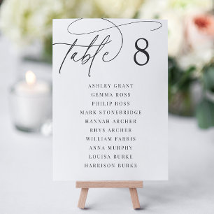 Ash Black + White   Table Number + Guest Names