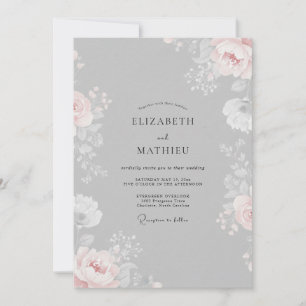 Ash Blush Ranunculus Eucalyptus Wedding Invitation