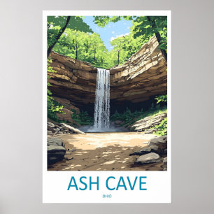 Ash Cave Vintage Travel Poster Ski National Park