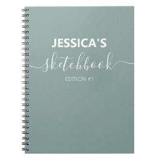 Ash Colour Personalised Sketchbook Custom Name Notebook